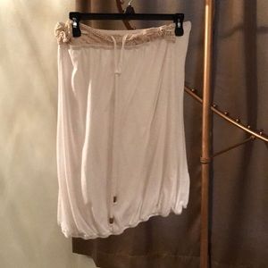 White strapless top, strings that tie around neck